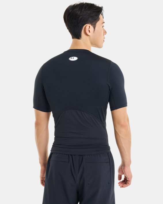 Men's HeatGear® Armour Short Sleeve, Black, pdpMainDesktop image number 1